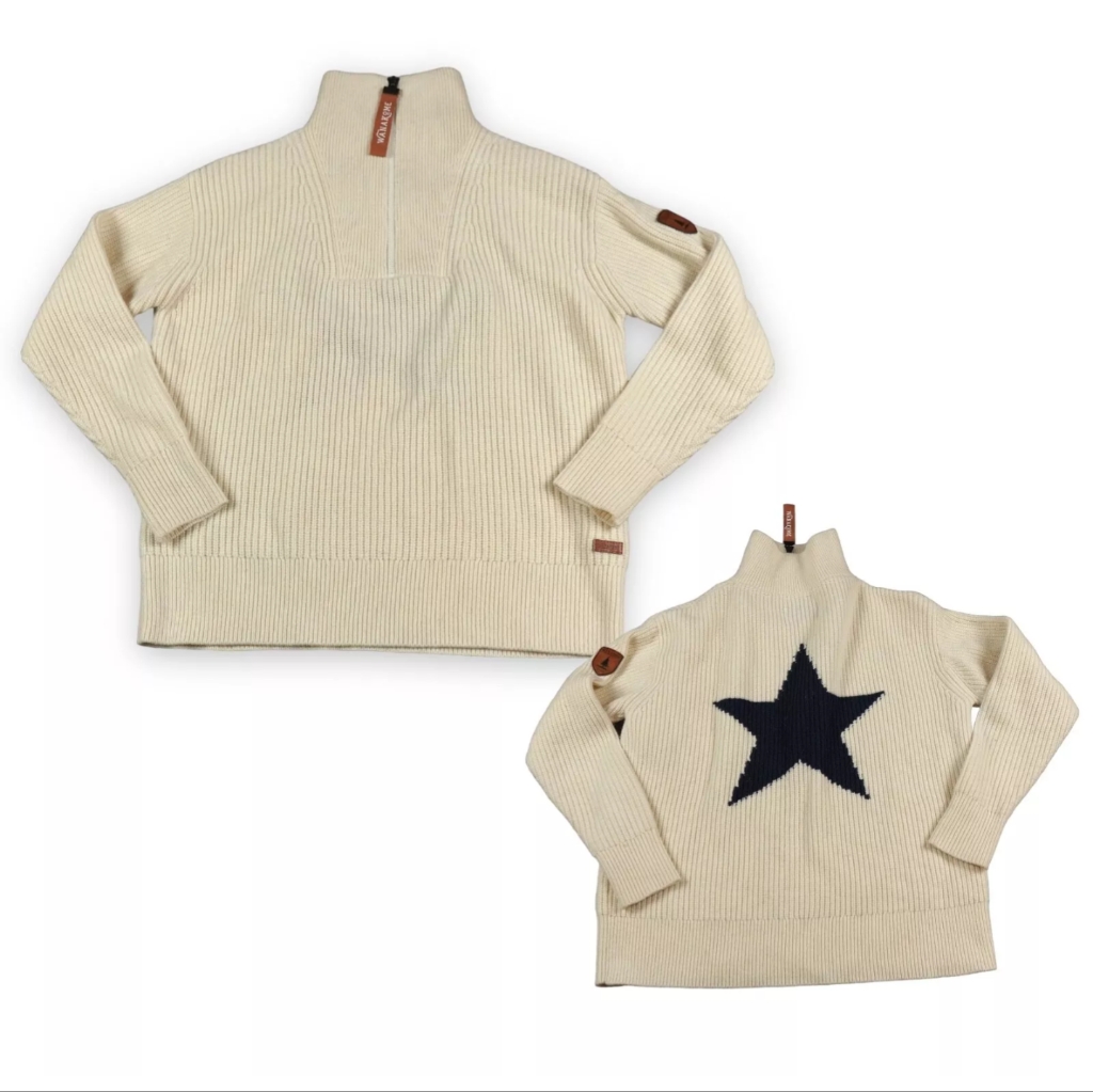 Wanakome Cream Sweater With Black Star